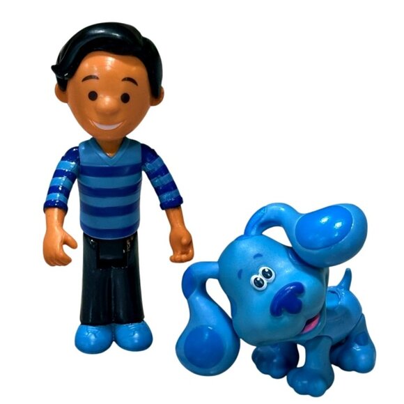 Blues Clues Blue 2" and Josh 4" Action Figure Toys 2019 Viacom Set Cake Toppers - Picture 1 of 8